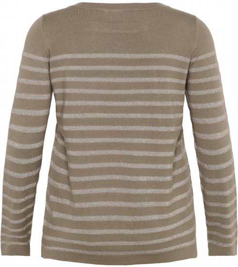 Kaffe Curve Linia Boatneck Pullover Morel Melange with Silver Lurex - Kötött pulóverek - 