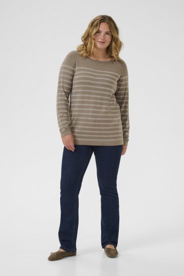 Kaffe Curve Linia Boatneck Pullover Morel Melange with Silver Lurex - Kötött pulóverek - 
