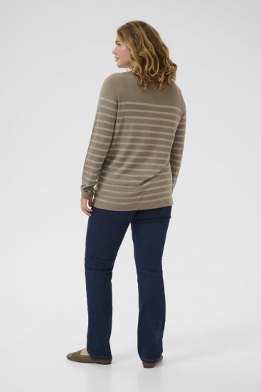Kaffe Curve Linia Boatneck Pullover Morel Melange with Silver Lurex - Kötött pulóverek - 