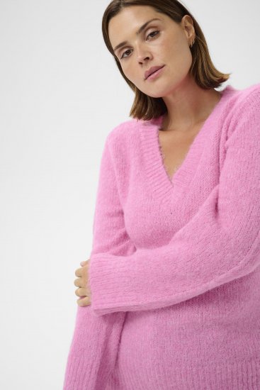 Kaffe Curve Emilia Pullover Pink Power Melange - Kötött pulóverek - 