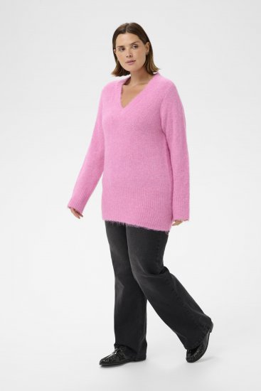 Kaffe Curve Emilia Pullover Pink Power Melange - Kötött pulóverek - 