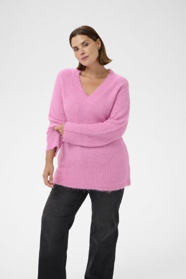 Kaffe Curve Emilia Pullover Pink Power Melange - Kötött pulóverek - 