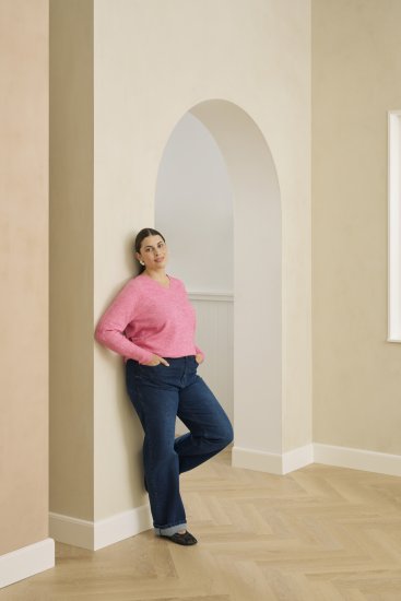 Kaffe Curve Emilia Pullover Pink Power Melange - Kötött pulóverek - 