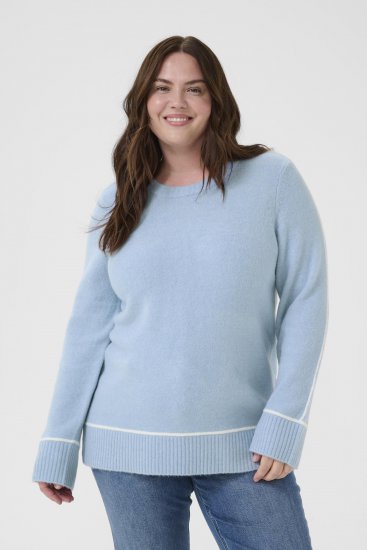 Kaffe Curve Jina Knit Pullover Powder Blue Melange - Kötött pulóverek - 