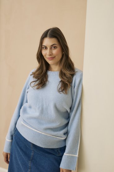Kaffe Curve Jina Knit Pullover Powder Blue Melange - Kötött pulóverek - 