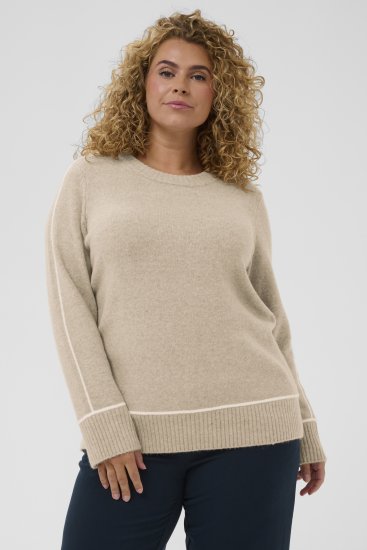 Kaffe Curve Jina Knit Pullover Feather Grey Melange - Kötött pulóverek - 