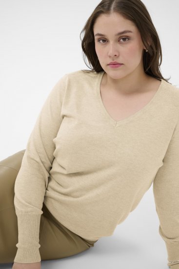 Kaffe Curve Lizzy Long Sleeve Pullover Feather Grey Melange - Kötött pulóverek - 