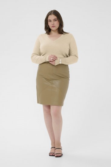Kaffe Curve Lizzy Long Sleeve Pullover Feather Grey Melange - Kötött pulóverek - 