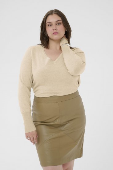 Kaffe Curve Lizzy Long Sleeve Pullover Feather Grey Melange - Kötött pulóverek - 
