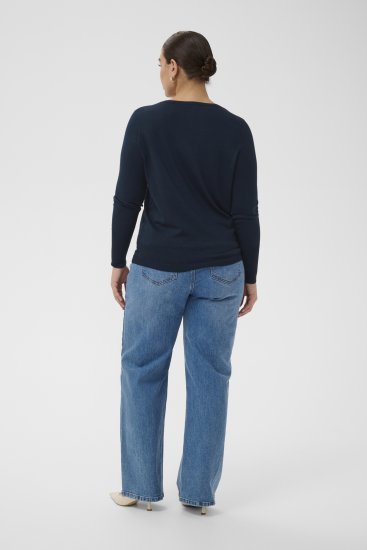 Kaffe Curve Lizzy Long Sleeve Pullover Midnight Marine - Kötött pulóverek - 