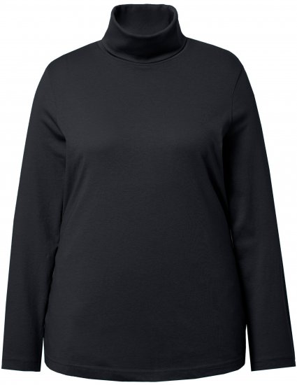 Ulla Popken Basic Long Sleeve Slim Fit Turtleneck Black - Bluzy & bluzy z kapturem - 