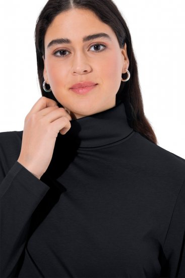 Ulla Popken Basic Long Sleeve Slim Fit Turtleneck Black - Bluzy & bluzy z kapturem - Kényelmes pulóverek és kapucnisok