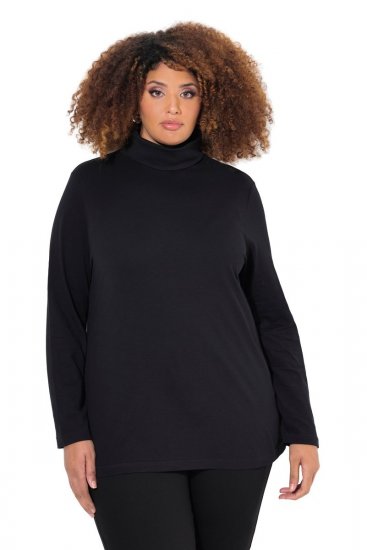Ulla Popken Basic Long Sleeve Slim Fit Turtleneck Black - Bluzy & bluzy z kapturem - Kényelmes pulóverek és kapucnisok