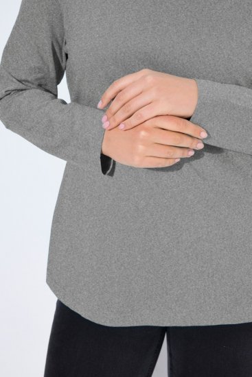 Ulla Popken Basic Long Sleeve Slim Fit Turtleneck Light Grey Melange - Bluzy & bluzy z kapturem - Kényelmes pulóverek és kapucnisok