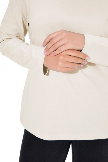Ulla Popken Basic Long Sleeve Slim Fit Turtleneck Natural - Bluzy & bluzy z kapturem - Kényelmes pulóverek és kapucnisok