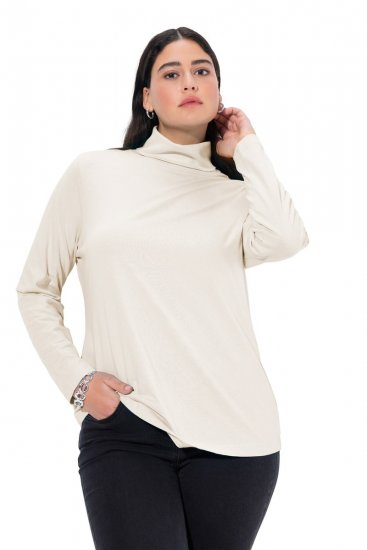 Ulla Popken Basic Long Sleeve Slim Fit Turtleneck Natural - Bluzy & bluzy z kapturem - Kényelmes pulóverek és kapucnisok