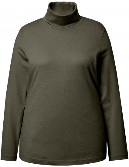 Ulla Popken Basic Long Sleeve Slim Fit Turtleneck Olive - Bluzy & bluzy z kapturem - 