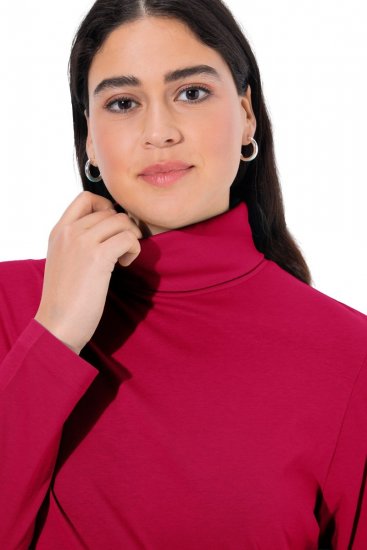 Ulla Popken Basic Long Sleeve Slim Fit Turtleneck Red - Bluzy & bluzy z kapturem - Kényelmes pulóverek és kapucnisok