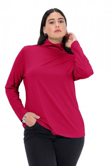 Ulla Popken Basic Long Sleeve Slim Fit Turtleneck Red - Bluzy & bluzy z kapturem - Kényelmes pulóverek és kapucnisok