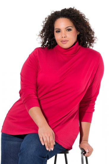 Ulla Popken Basic Long Sleeve Slim Fit Turtleneck Red - Bluzy & bluzy z kapturem - Kényelmes pulóverek és kapucnisok
