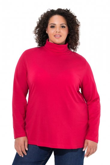 Ulla Popken Basic Long Sleeve Slim Fit Turtleneck Red - Bluzy & bluzy z kapturem - Kényelmes pulóverek és kapucnisok