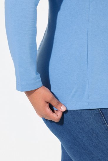 Ulla Popken Basic Long Sleeve Slim Fit Turtleneck Light Cornflower - Bluzy & bluzy z kapturem - Kényelmes pulóverek és kapucnisok