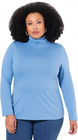 Ulla Popken Basic Long Sleeve Slim Fit Turtleneck Light Cornflower - Bluzy & bluzy z kapturem - 