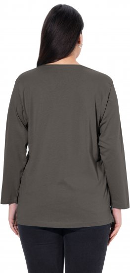 Ulla Popken Back To Basics V-Neck Relaxed Fit Cotton Tee Graphite Grey - Pólók - 