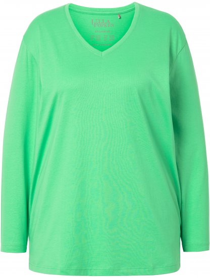 Ulla Popken Back To Basics V-Neck Relaxed Fit Cotton Tee Mint Green - Pólók - 