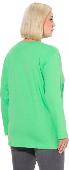 Ulla Popken Back To Basics V-Neck Relaxed Fit Cotton Tee Mint Green - Pólók - 