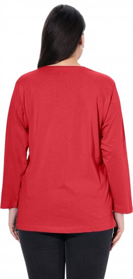 Ulla Popken Back To Basics V-Neck Relaxed Fit Cotton Tee Salsa Red - Pólók - 
