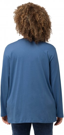 Ulla Popken Back To Basics V-Neck Relaxed Fit Cotton Tee Denim Blue - Pólók - 