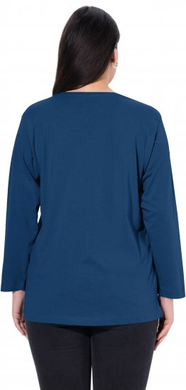 Ulla Popken Back To Basics V-Neck Relaxed Fit Cotton Tee Dark Blue - Pólók - 