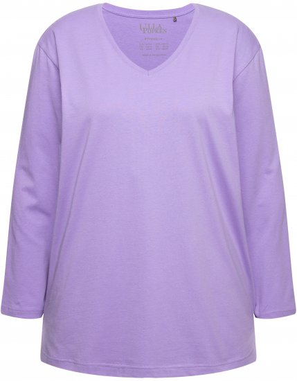 Ulla Popken Back To Basics V-Neck Relaxed Fit Cotton Tee Pale Lilac - Pólók - 