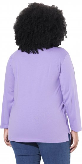 Ulla Popken Back To Basics V-Neck Relaxed Fit Cotton Tee Pale Lilac - Pólók - 