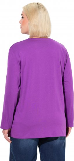 Ulla Popken Back To Basics V-Neck Relaxed Fit Cotton Tee Purple - Pólók - 