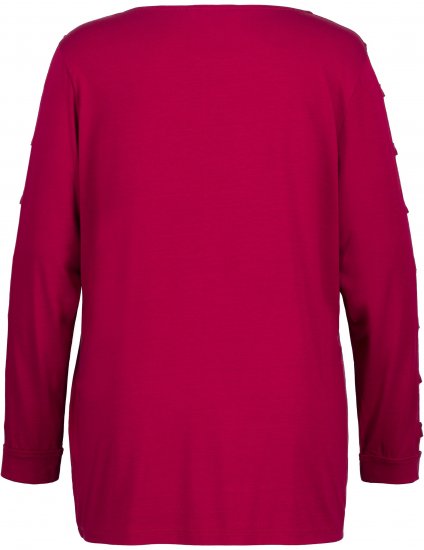 Ulla Popken Rhinestone Accent Statement Cutout Sleeve Stretch Knit Top Wine Red - Mintás pólók nőknek - 