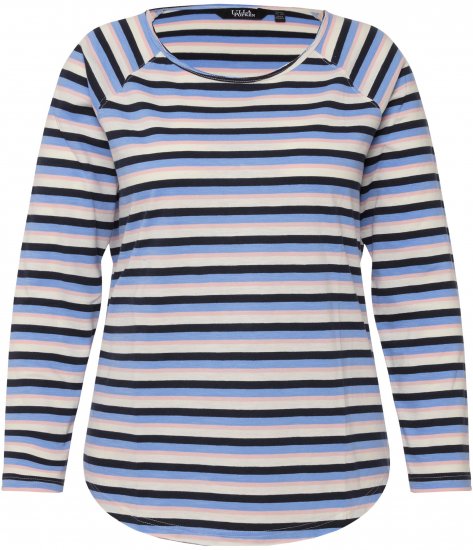 Ulla Popken Striped A-Line Long Sleeve Tee Navy Blue - Mintás pólók nőknek - 
