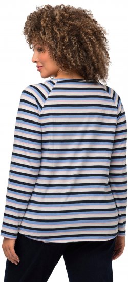 Ulla Popken Striped A-Line Long Sleeve Tee Navy Blue - Mintás pólók nőknek - 