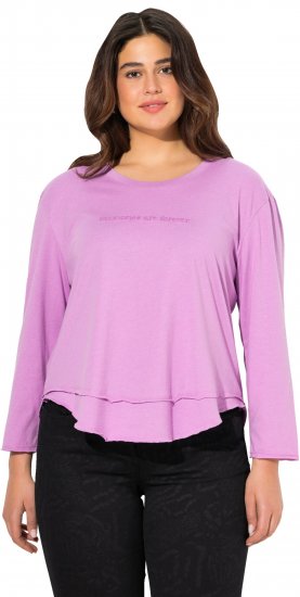 Ulla Popken Layered Look Memories Embroidered Long Sleeve Tee Amethyst - Mintás pólók nőknek - 