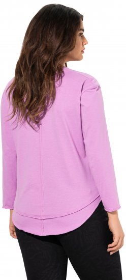 Ulla Popken Layered Look Memories Embroidered Long Sleeve Tee Amethyst - Mintás pólók nőknek - 