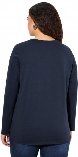 Ulla Popken Star Long Sleeve Graphic Tee Navy Blue - Mintás pólók nőknek - 