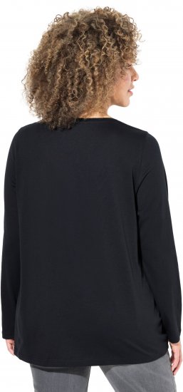 Ulla Popken Puppy Graphic Christmas Long Sleeve T-Shirt Black - Pólók - 