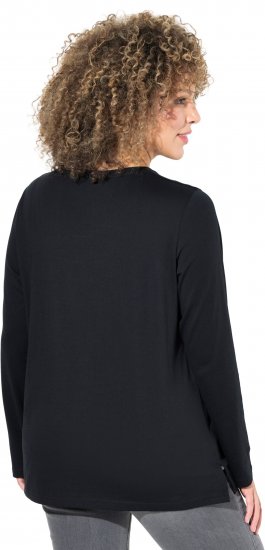 Ulla Popken Metallic Graphic Holiday Tee Black - Mintás pólók nőknek - 