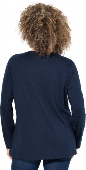 Ulla Popken Metallic Graphic Holiday Tee Navy - Mintás pólók nőknek - 