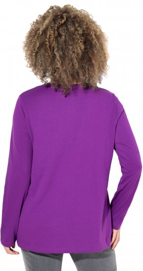 Ulla Popken Metallic Graphic Holiday Tee Dark Purple - Mintás pólók nőknek - 