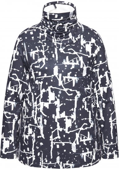 Ulla Popken Quick Drying Abstract Print Tee Black - Mintás pólók nőknek - 