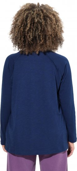Ulla Popken Inverted Seam Long Sleeve Graphic Tee Ink Blue - Pólók - 