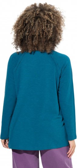 Ulla Popken Inverted Seam Long Sleeve Graphic Tee Teal - Mintás pólók nőknek - 