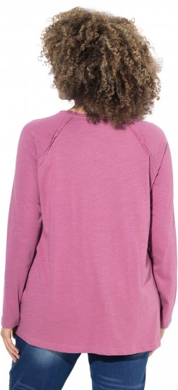 Ulla Popken Inverted Seam Long Sleeve Graphic Tee Dark Rose - Mintás pólók nőknek - 